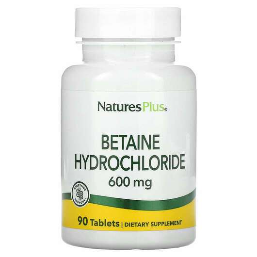 Основне фото товара Natures Plus, Betaine Hydrochloride 600 mg, Бетаїн Гідрохлорид...