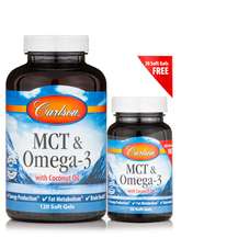 Carlson, MCT & Omega-3 with Coconut Oil 120 +, MCT Олія, 3...