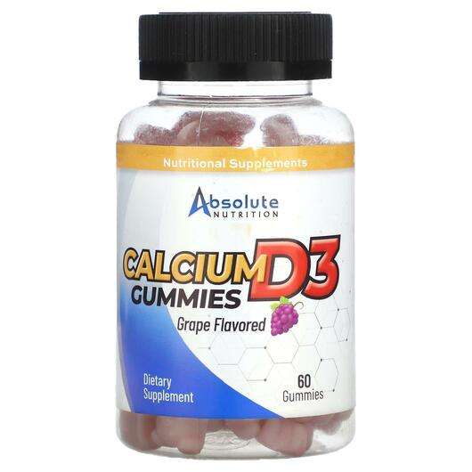 Основне фото товара Absolute Nutrition, Calcium D3 Gummies Grape, Кальцій, 60 табл...