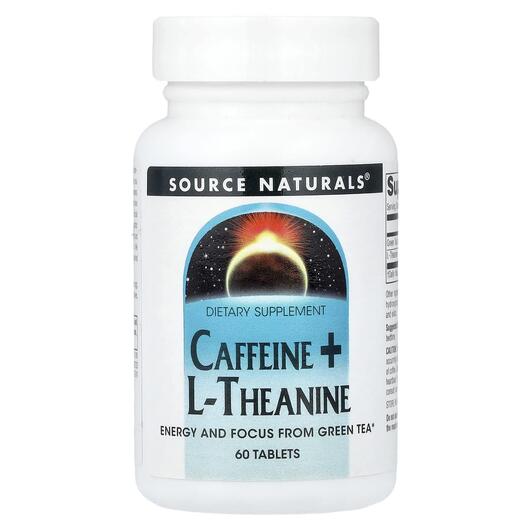 Основне фото товара Caffeine + L-Theanine Основне фото товара Source Naturals, Caffeine + L-Theanine, Кофеїн, 60 таблеток