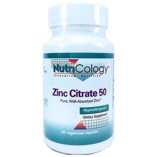 Основное фото товара Nutricology, Цитрат Цинка 50 мг, Zinc Citrate 50 mg, 60 капсул