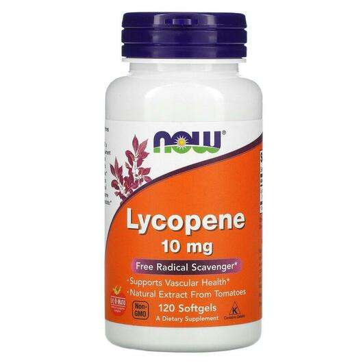 Основне фото товара Now, Lycopene 10 mg, Лікопен 10 мг, 120 капсул
