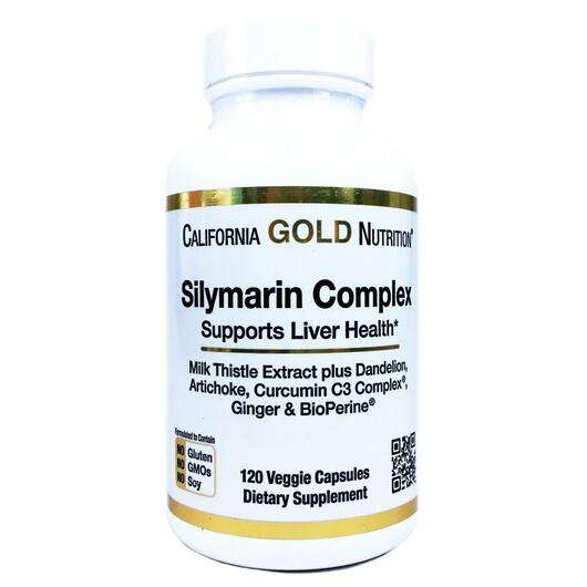 Основне фото товара California Gold Nutrition, Silymarin Complex, Силімарин 300 мг...