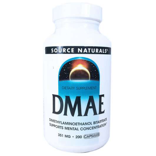 Основное фото товара Source Naturals, ДMAE 351 мг, DMAE 351 mg, 200 капсул