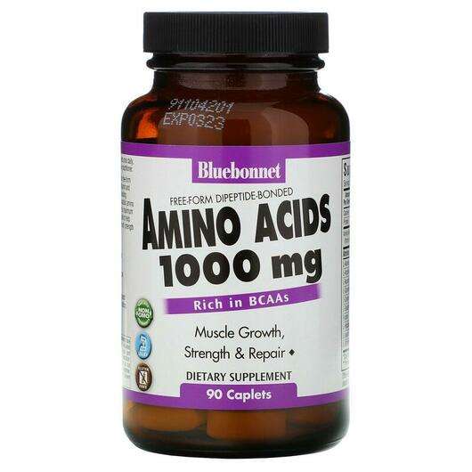 Основне фото товара Bluebonnet, Amino Acids 1000 mg, Амінокислоти 1000 мг, 90 капсул