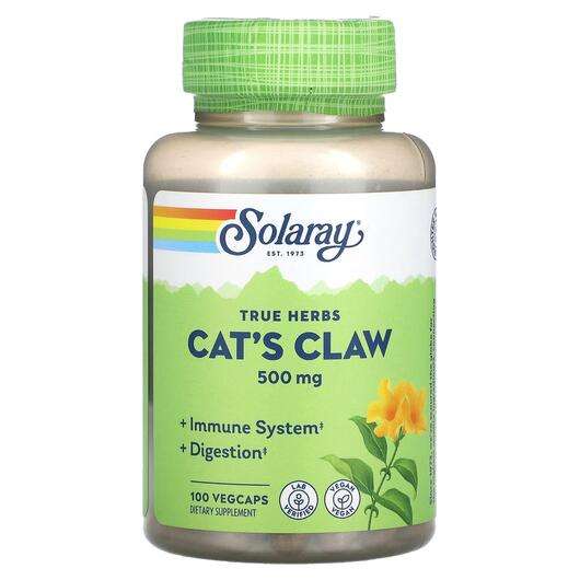 Основне фото товара Solaray, Cat's Claw 500 mg, Котячий кіготь 500 мг, 100 капсул