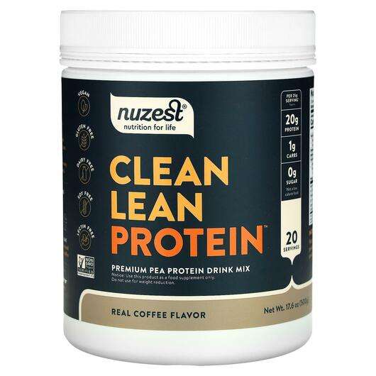 Основне фото товара Nuzest, Clean Lean Protein Real Coffee, Гороховий Протеїн, 500 г