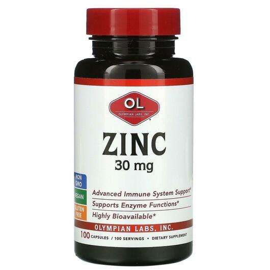 Основное фото товара Olympian Labs, Цинк 30 мг, Zinc 30 mg, 100 капсул