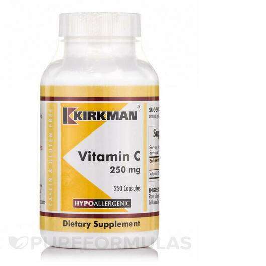 Основное фото товара Kirkman, Витамин C, Vitamin C 250 mg Hypoallergenic, 250 капсул