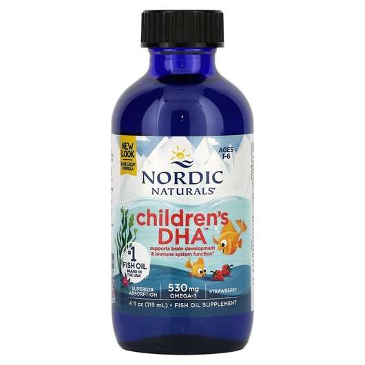 Основное фото товара Nordic Naturals, Детская ДГК Клубника, Children's DHA 530 mg O...