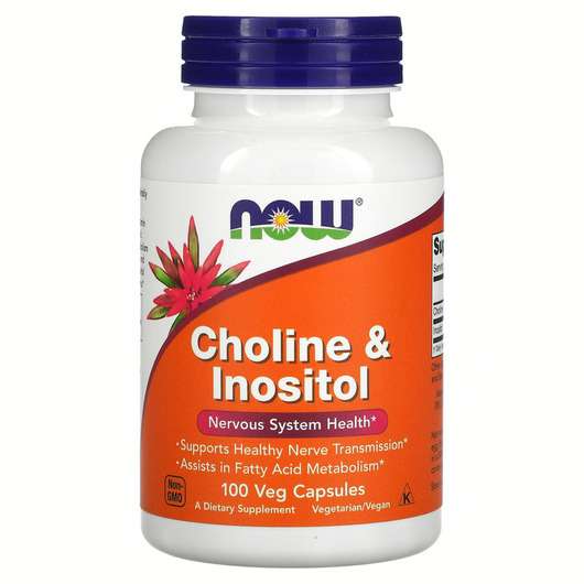 Основне фото товара Now, Choline & Inositol, Холін і Інозитол 500 мг, 100 капсул