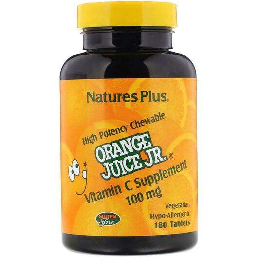 Основне фото товара Natures Plus, Orange Juice Jr. Vitamin C Supplement 100 mg, Ві...