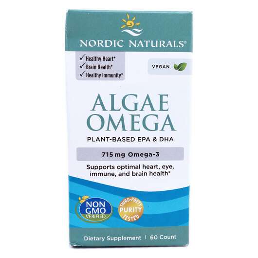 Основне фото товара Nordic Naturals, Algae Omega, Омега з водоростей, 60 капсул