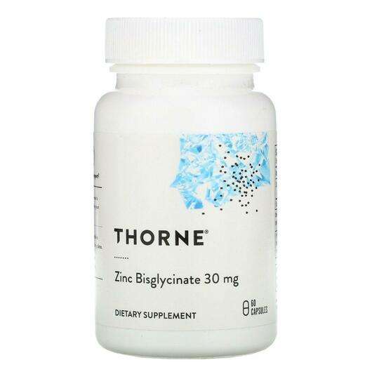 Основное фото товара Thorne, Цинк Бисглицинат 30 мг, Zinc Bisglycinate 30 mg, 60 ка...