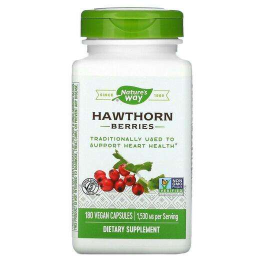 Основне фото товара Nature's Way, Hawthorn Berries 510 mg, Ягоди Глоду 510 мг, 180...