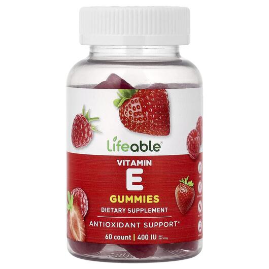 Основне фото товара Vitamin E Gummies Berry 60 Gummies, Вітамін E Токофероли, 60 mg P