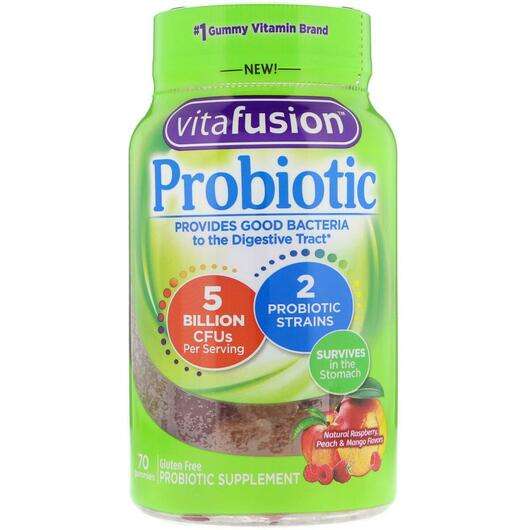 Основне фото товара VitaFusion, Probiotic Natural Raspberry Peach & Mango Flav...