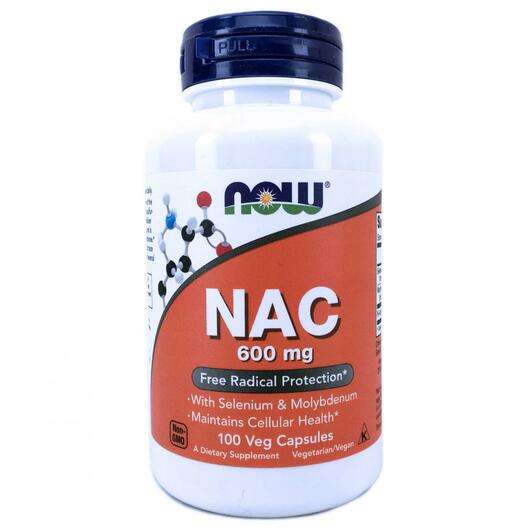 Основне фото товара Now, NAC 600 mg, NAC N-Ацетил-L-Цистеїн, 100 капсул