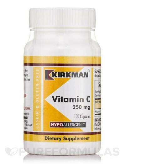 Основное фото товара Kirkman, Витамин C, Vitamin C 250 mg Hypoallergenic, 100 капсул