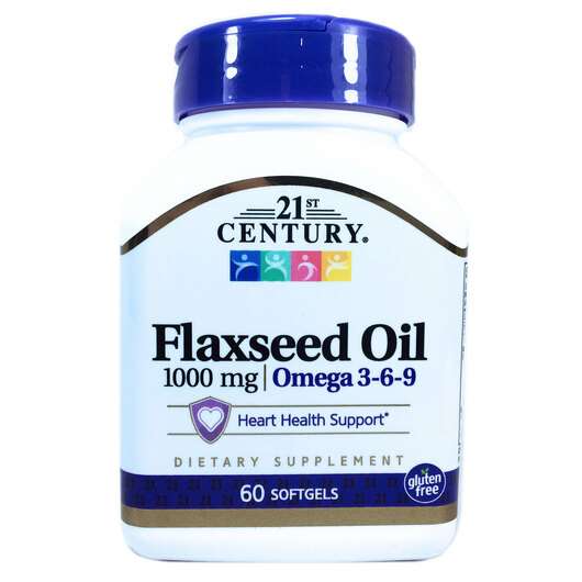 Основное фото товара 21st Century, Льняное масло 1000 мг, Flaxseed Oil 1000 mg, 60 ...