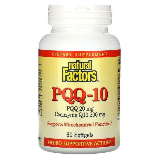 Основне фото товара Natural Factors, PQQ-10 PQQ 20 mg CoQ10 200 mg, Коензим Q10, 6...