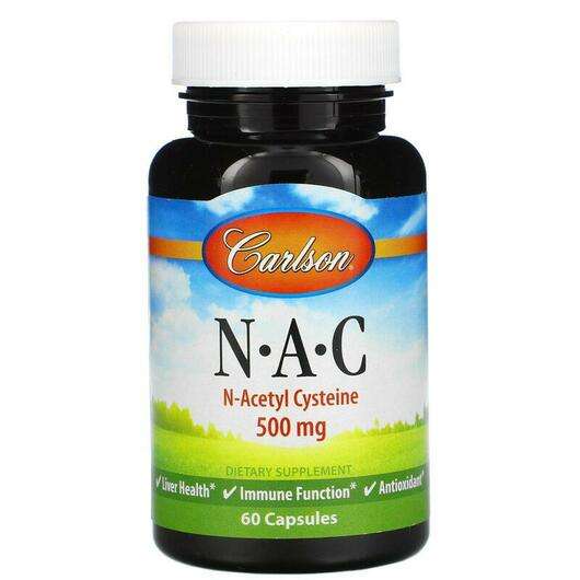 Основное фото товара Carlson, N-ацетил-L-цистеин, NAC 500 mg, 60 капсул