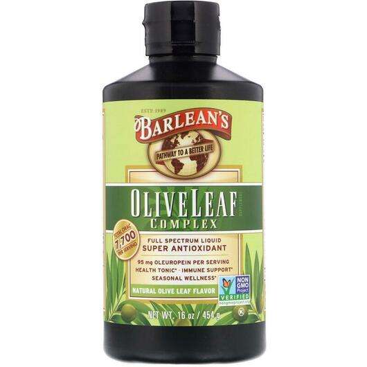 Основне фото товара Barlean's, Olive Leaf Complex Natural Olive Leaf Flavor, Оливк...