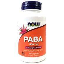 Now, ПАБА 500 мг PABA, PABA 500 mg, 100 капсул
