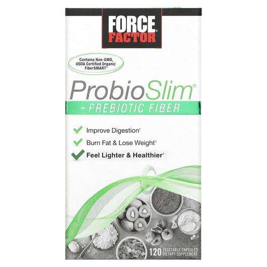 Основне фото товара Force Factor, ProbioSlim + Prebiotic Fiber, Пребіотики, 120 ка...