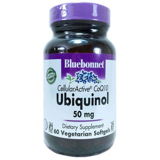 Основное фото товара Bluebonnet, Убихинол CoQ10 50 мг, Ubiquinol CoQ10, 60 капсул