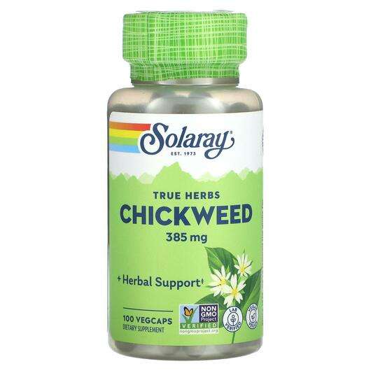 Основне фото товара Solaray, True Herbs Chickweed 385 mg, Зірочник середній, 100 к...