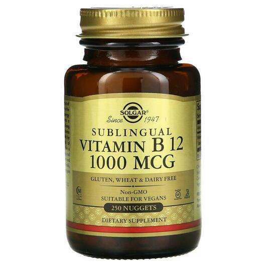 Основное фото товара Solgar, Цианокобаламин B12, Sublingual Vitamin B12 1000 mcg, 2...