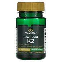 Swanson, Real Food K2 200 mcg, Вітамін K2 MK-7, 30 капсул