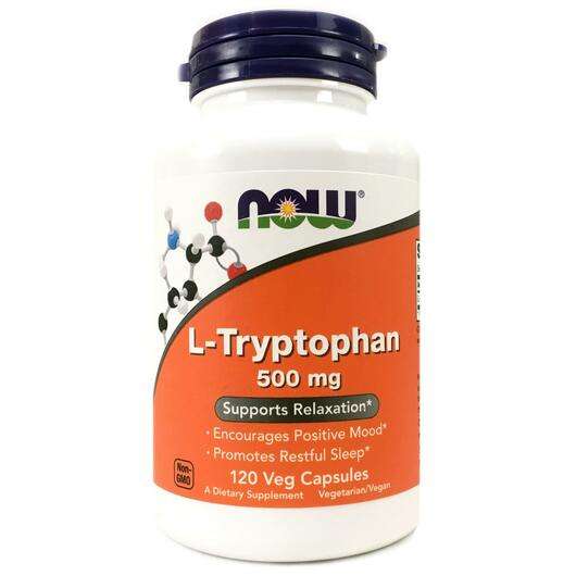 Основне фото товара Now, L-Tryptophan 500 mg, L-Триптофан 500 мг, 120 капсул