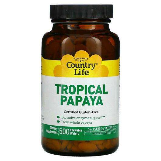 Основне фото товара Country Life, Natural Tropical Papaya, Ферменти Папайї, 500 Wa...