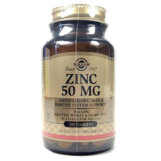 Основне фото товара Solgar, Zinc 50 mg, Цинк 50 мг, 100 таблеток