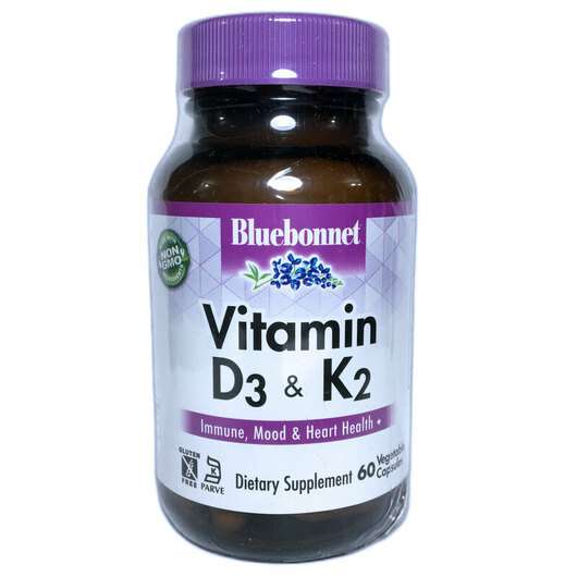 Основне фото товара Bluebonnet, Vitamin D3 & K2, Вітаміни D3 та K2, 60 капсул