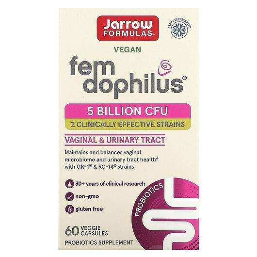 Основное фото товара Jarrow Formulas, Вагинальне пробиотики, Fem Dophilus, 60 капсул