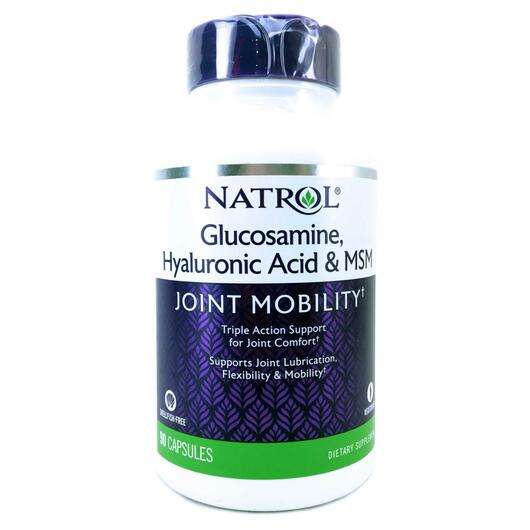Основне фото товара Natrol, Glucosamine Hyaluronic Acid & MSM90, Гіалуронова к...