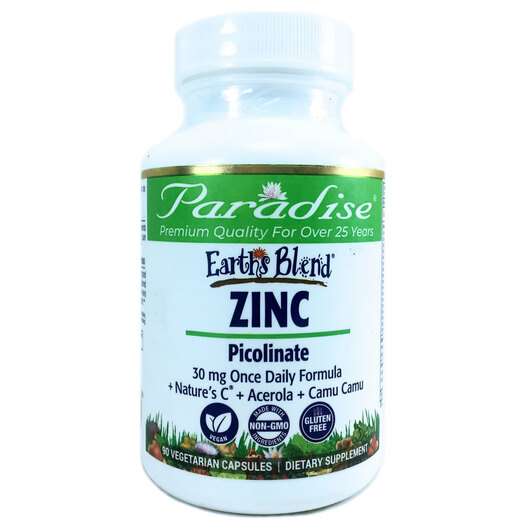 Основне фото товара Paradise Herbs, Earth's Blend Zinc Picolinate, Цинк пиколинат,...