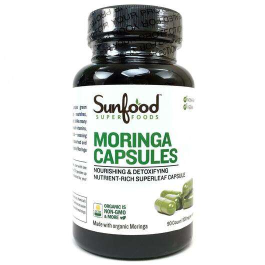 Основне фото товара Sunfood, Moringa 600 mg, Морінга 600 мг, 90 капсул