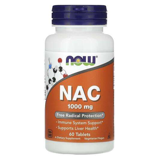 Основное фото товара Now, NAC N-ацетил-L-цистеин, NAC 1000 mg, 60 таблеток