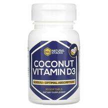 Natural Stacks, Витамин D, Coconut Vitamin D3 5000 IU, 30 капсул