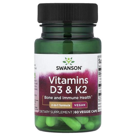 Основное фото товара Swanson, Витамины, Vitamins D3 &amp; K2, 60 капсул