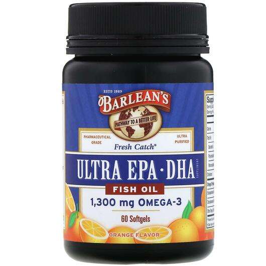 Основне фото товара Barlean's, Fresh Catch Fish Oil Omega-3 Ultra EPA/DHA Orange F...