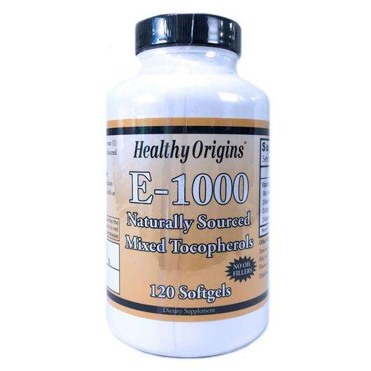 Основне фото товара Healthy Origins, E-1000, Вітамін Е 1000 МО, 120 капсул