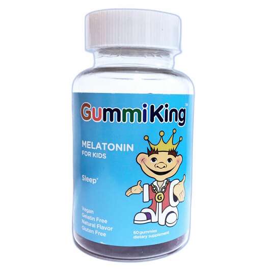 Основне фото товара GummiKing, Melatonin for Kids Strawberry, Мелатонін, 60 таблеток