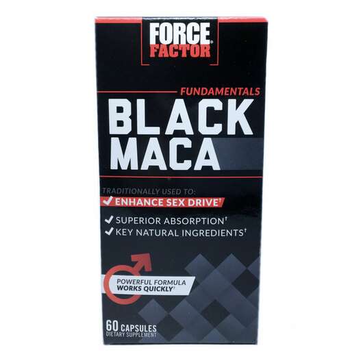 Основне фото товара Force Factor, Black Maca 1000 mg, Чорна Мака 1000 мг, 60 капсул