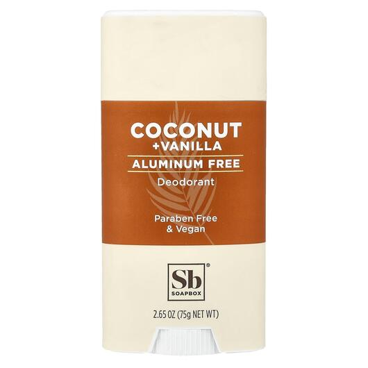 Основное фото товара Aluminum Free Deodorant Coconut Vanilla Основное фото товара Soapbox, Дезодорант, Aluminum Free Deodorant Coconut Vanilla, 75