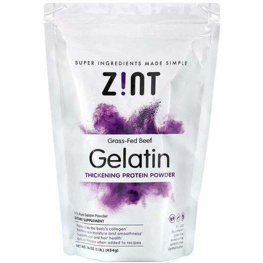 Основне фото товара Zint, Grass-Fed Beef Gelatin Thickening Protein Powder, Ялович...